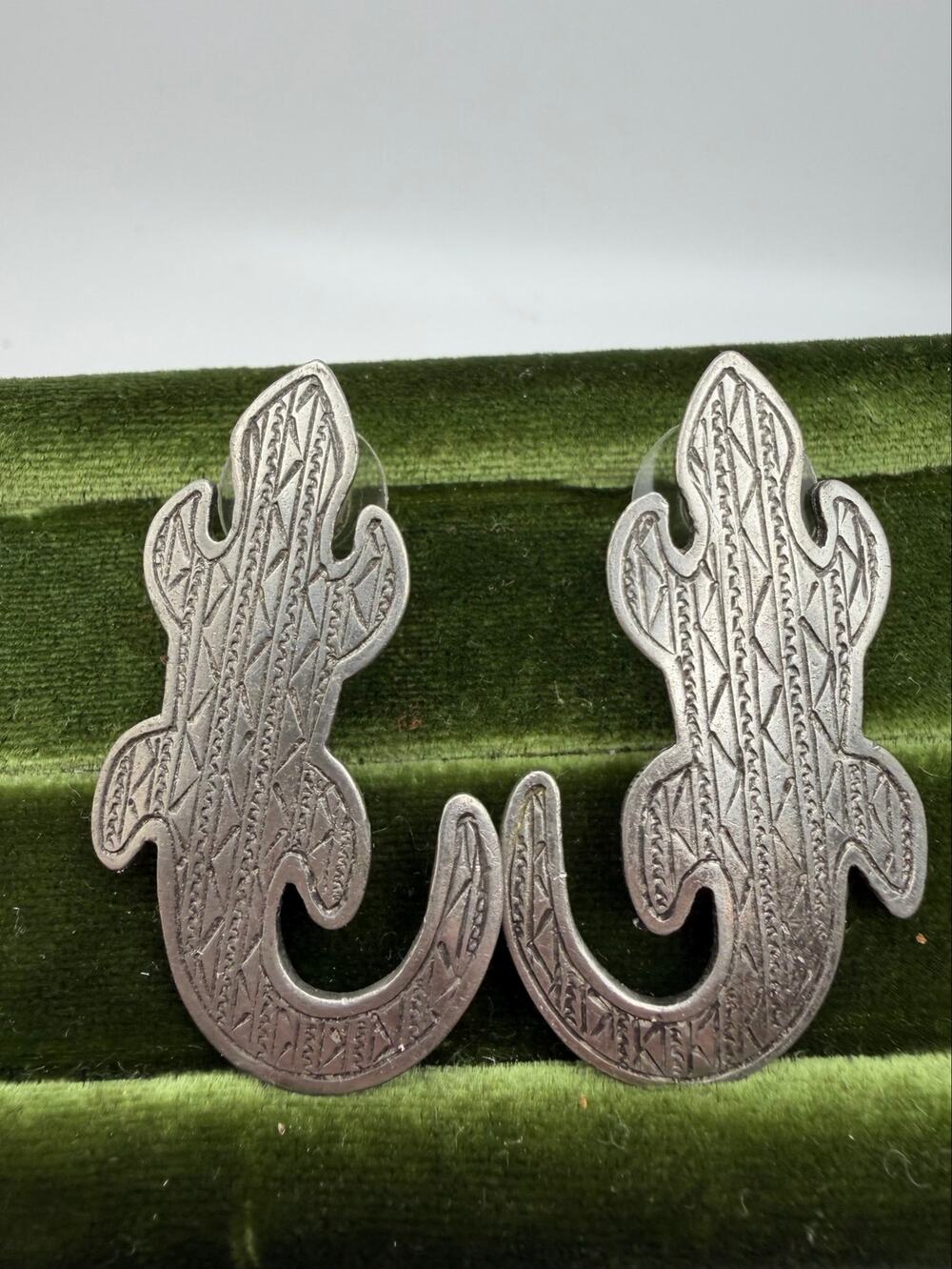 Vintage 1988 JJ Jonette Southwest Gecko Lizard earrings